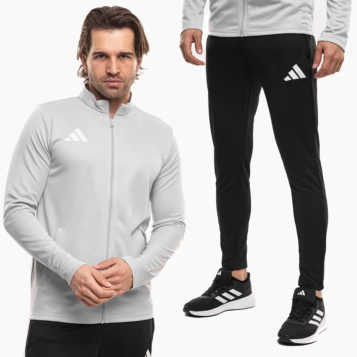 adidas komplet męski Entrada 26 Track szary bluza rozpinana i spodnie dresowe JZ6592/KE9848