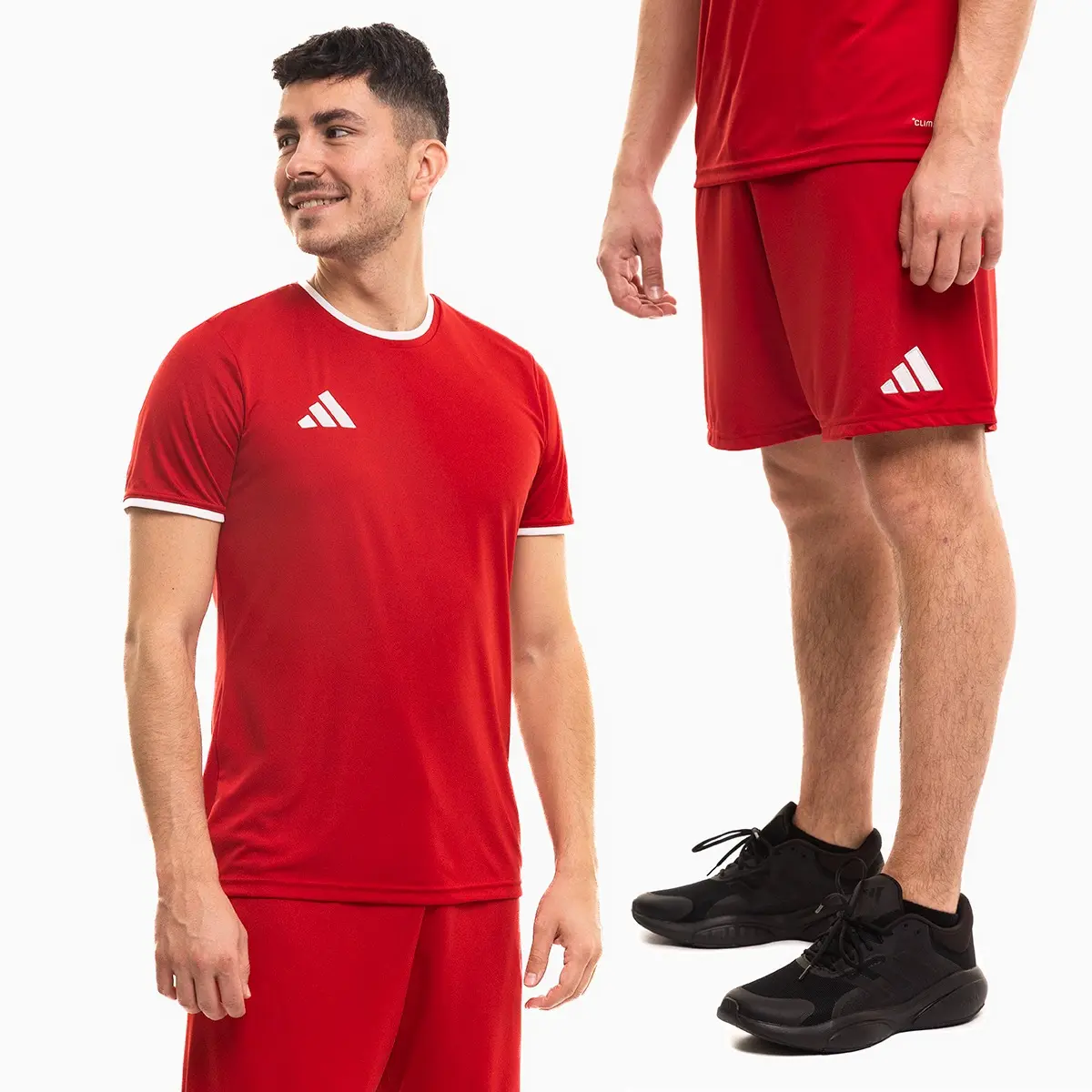 adidas komplet męski Entrada 26 czerwony koszulka piłkarska i spodenki JZ2501/JZ2517