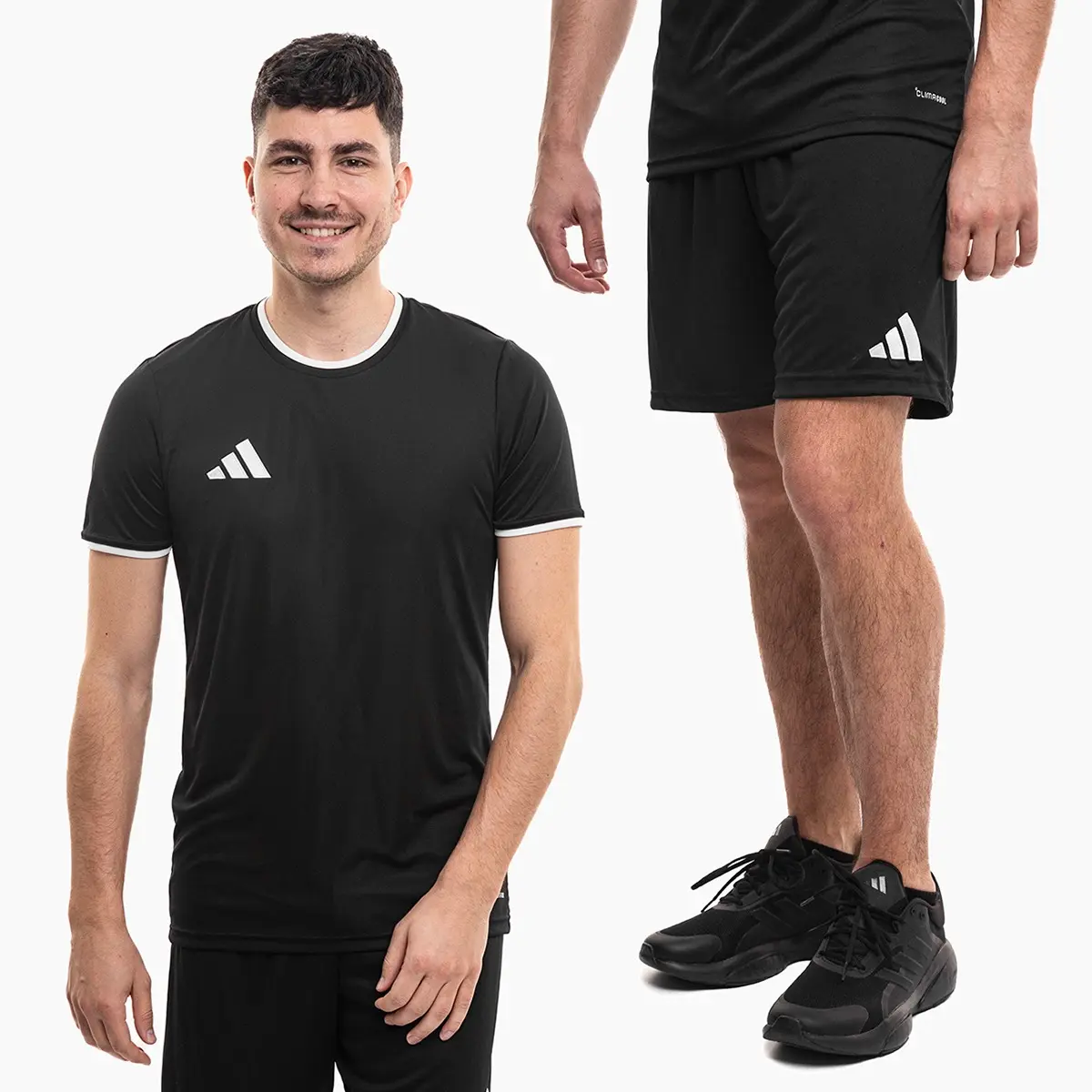 adidas komplet męski Entrada 26 czarny koszulka piłkarska i spodenki JZ2505/JZ2521