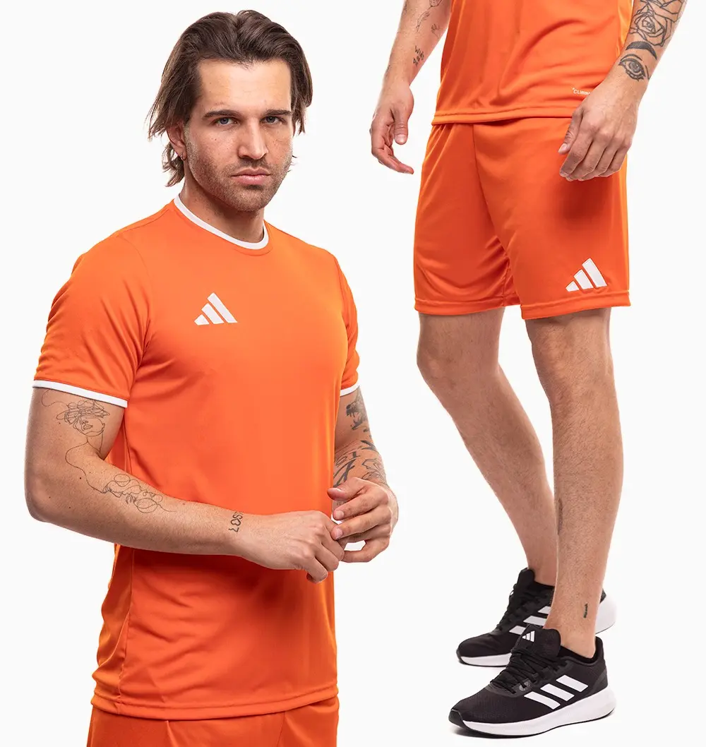 adidas komplet męski Entrada 26 pomarańczowy koszulka piłkarska i spodenki JZ2509/JZ2512
