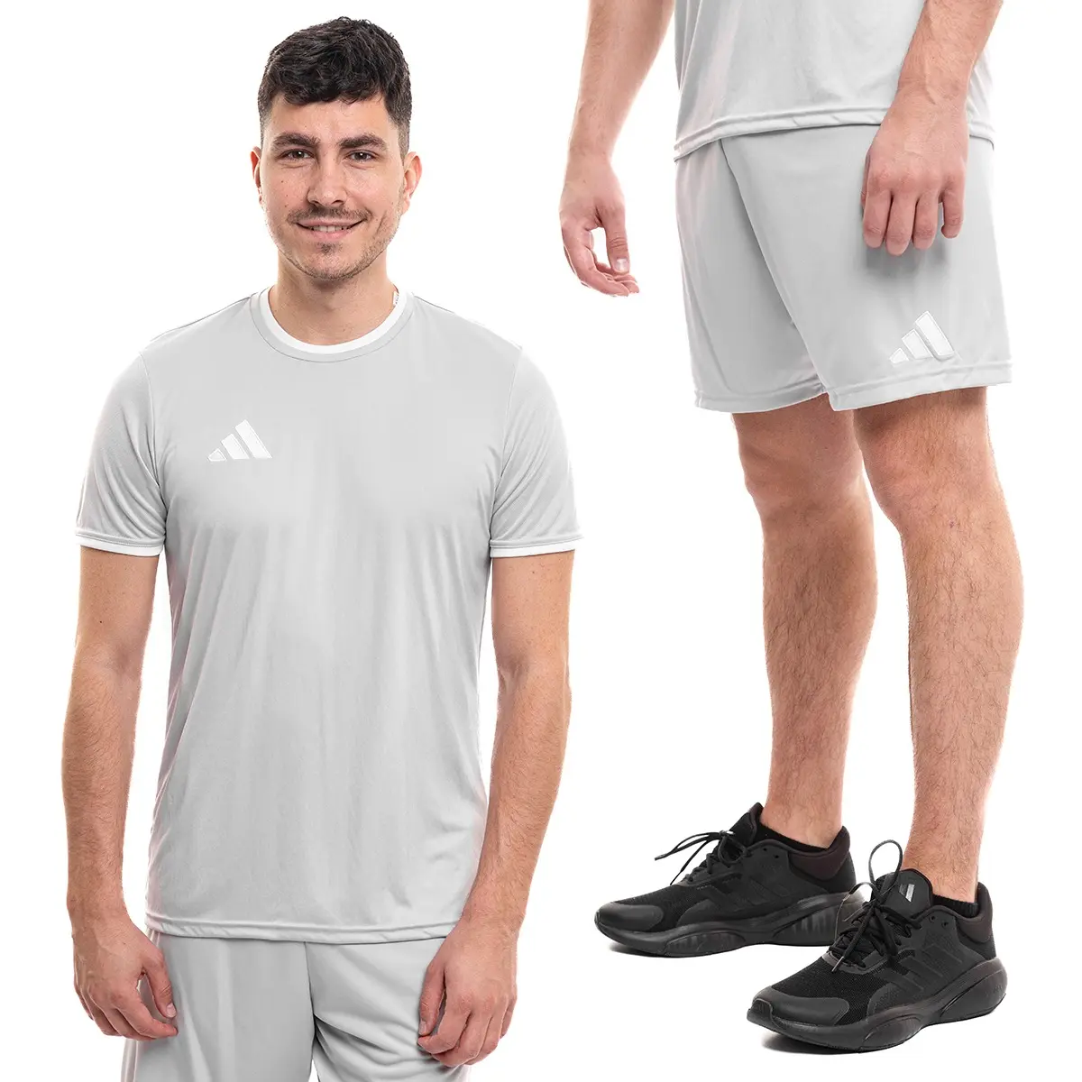adidas komplet męski Entrada 26 szary koszulka piłkarska i spodenki JZ2511/JZ2515