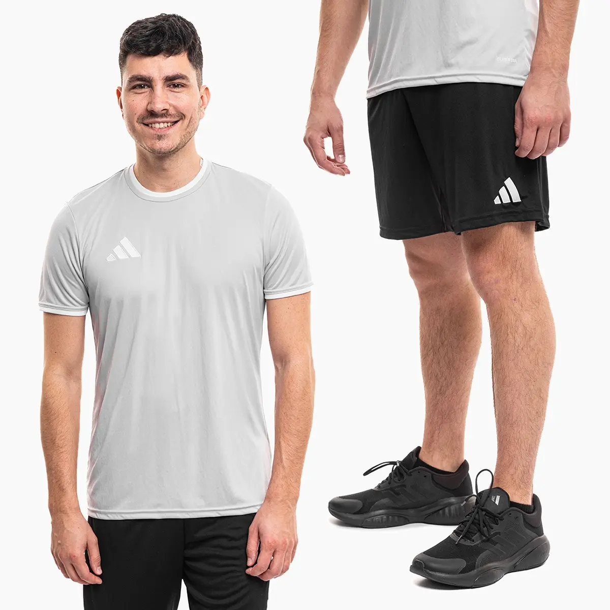 adidas komplet męski Entrada 26 szary koszulka piłkarska i spodenki JZ2511/JZ2521