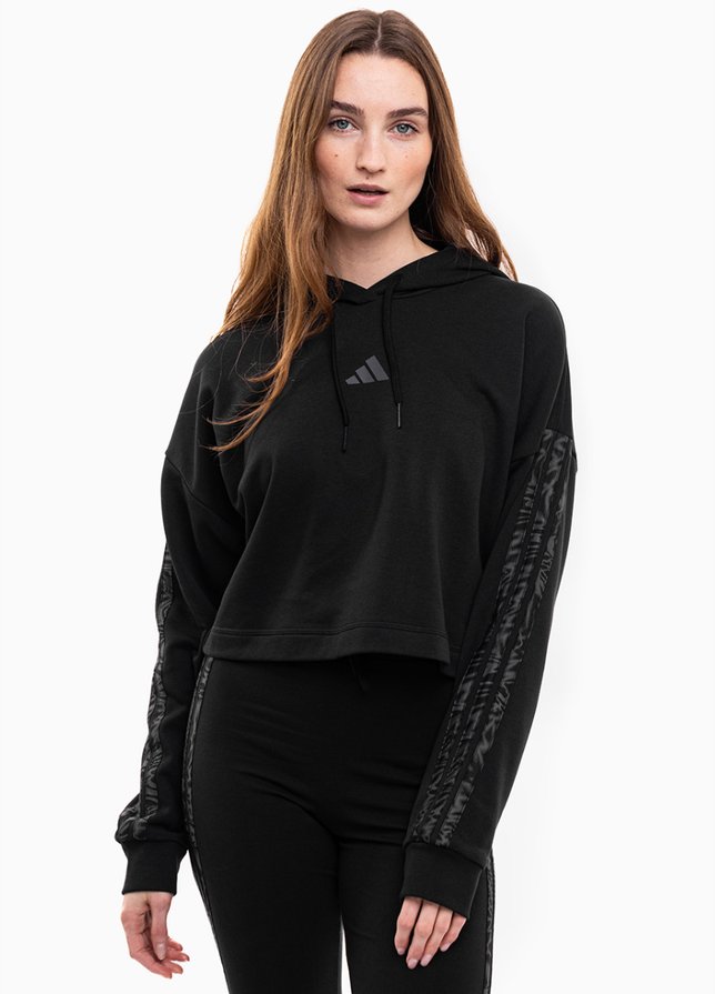 adidas Bluza damska Essentials 3 Stripes Print French Terry Hoodie JC6244 adidas Bluza damska Essentials 3 Stripes Print French Terry Hoodie JC6244