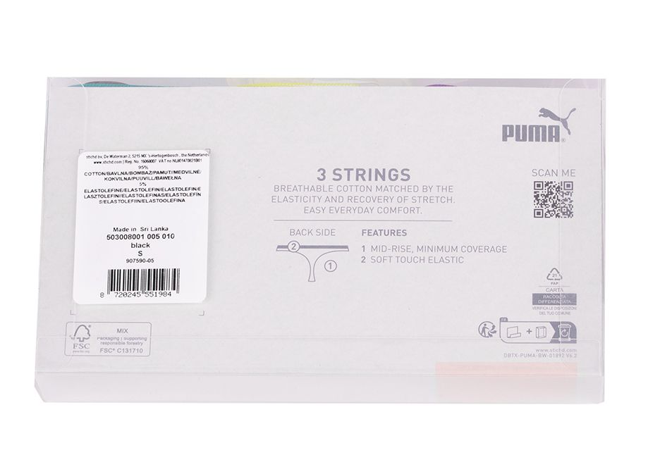 PUMA Bielizna damska String 3P Pack 907590 05