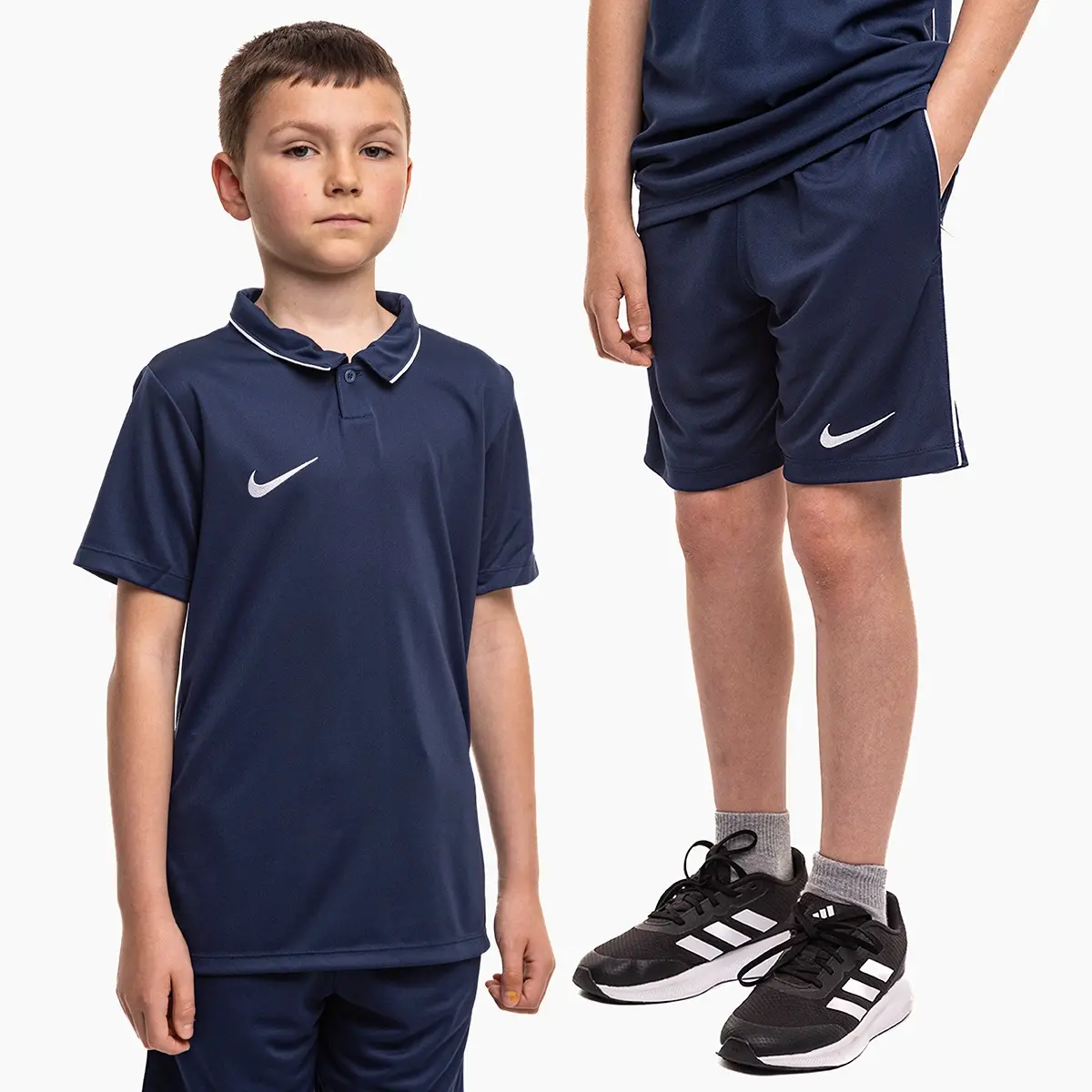 Komplet sportowy dziecięcy Nike Dri Fit Park 26 Polo HM7145 410/HM7164 410
