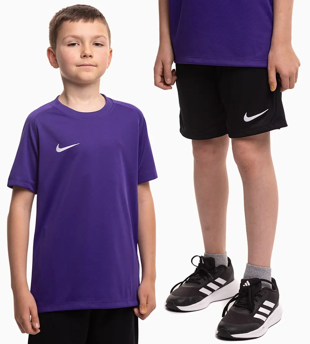 Nike dziecięcy strój sportowy koszulka spodenki Dri Fit Park VIII HV8182 547/BV6865 010