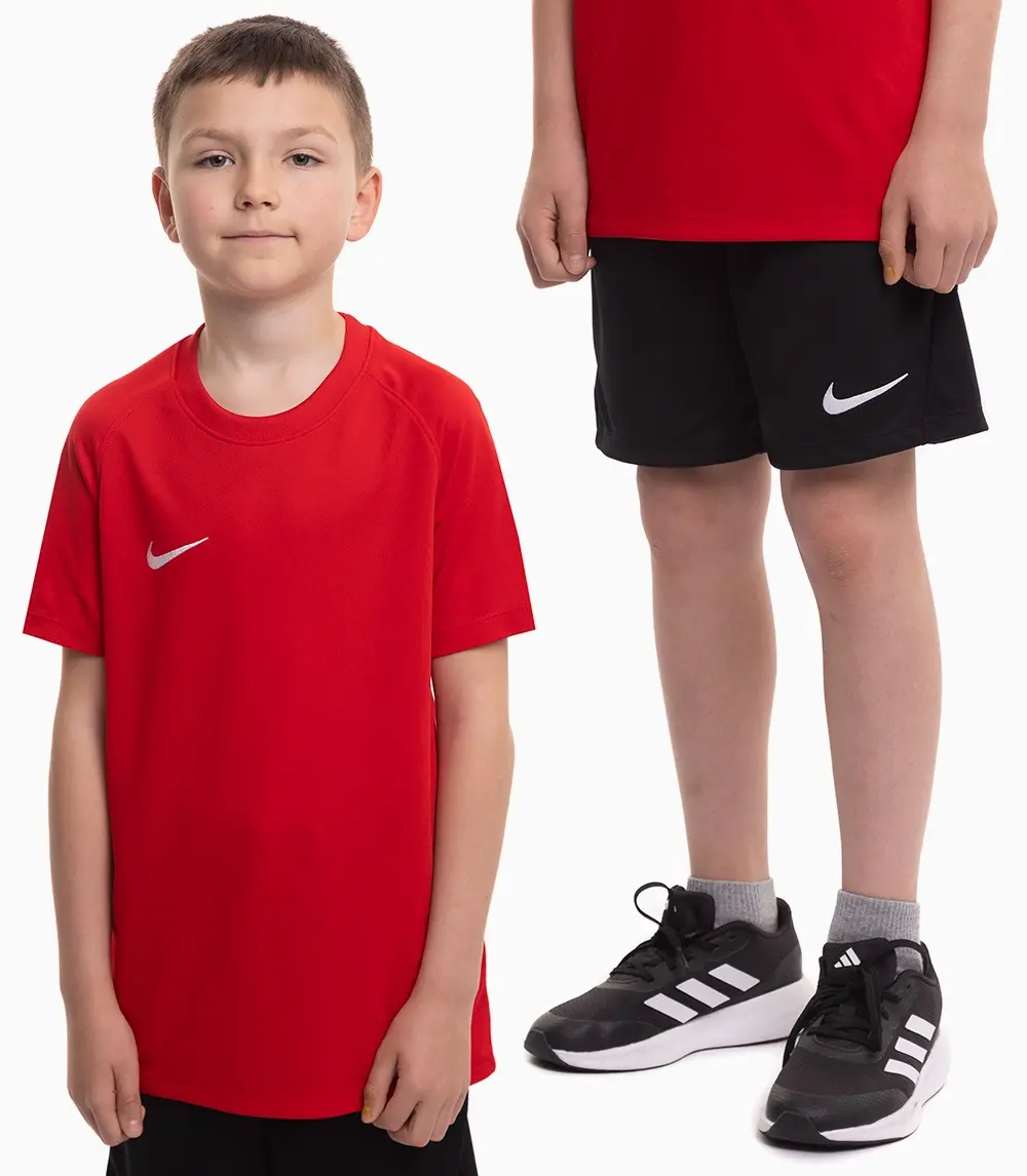 Nike dziecięcy strój sportowy koszulka spodenki Dri Fit Park VIII HV8182 657/BV6865 010