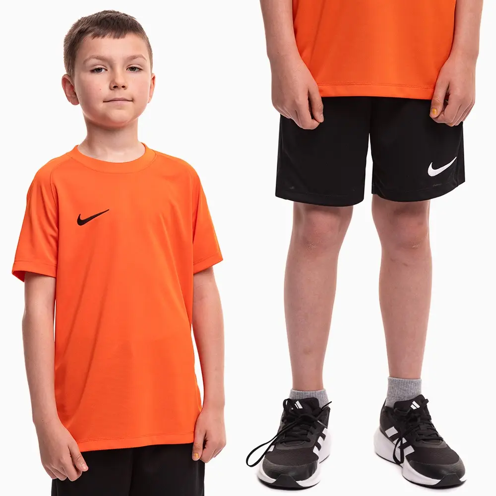 Nike dziecięcy strój sportowy koszulka spodenki Dri Fit Park VIII HV8182 819/BV6865 010