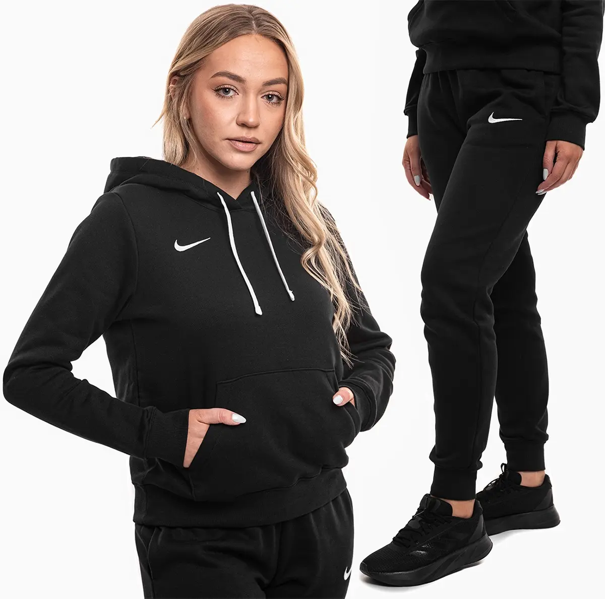 Nike komplet damski Park 26 Fleece Hoodie czarny bluza z kapturem i spodnie dresowe IB1224 010/IB1250 010
