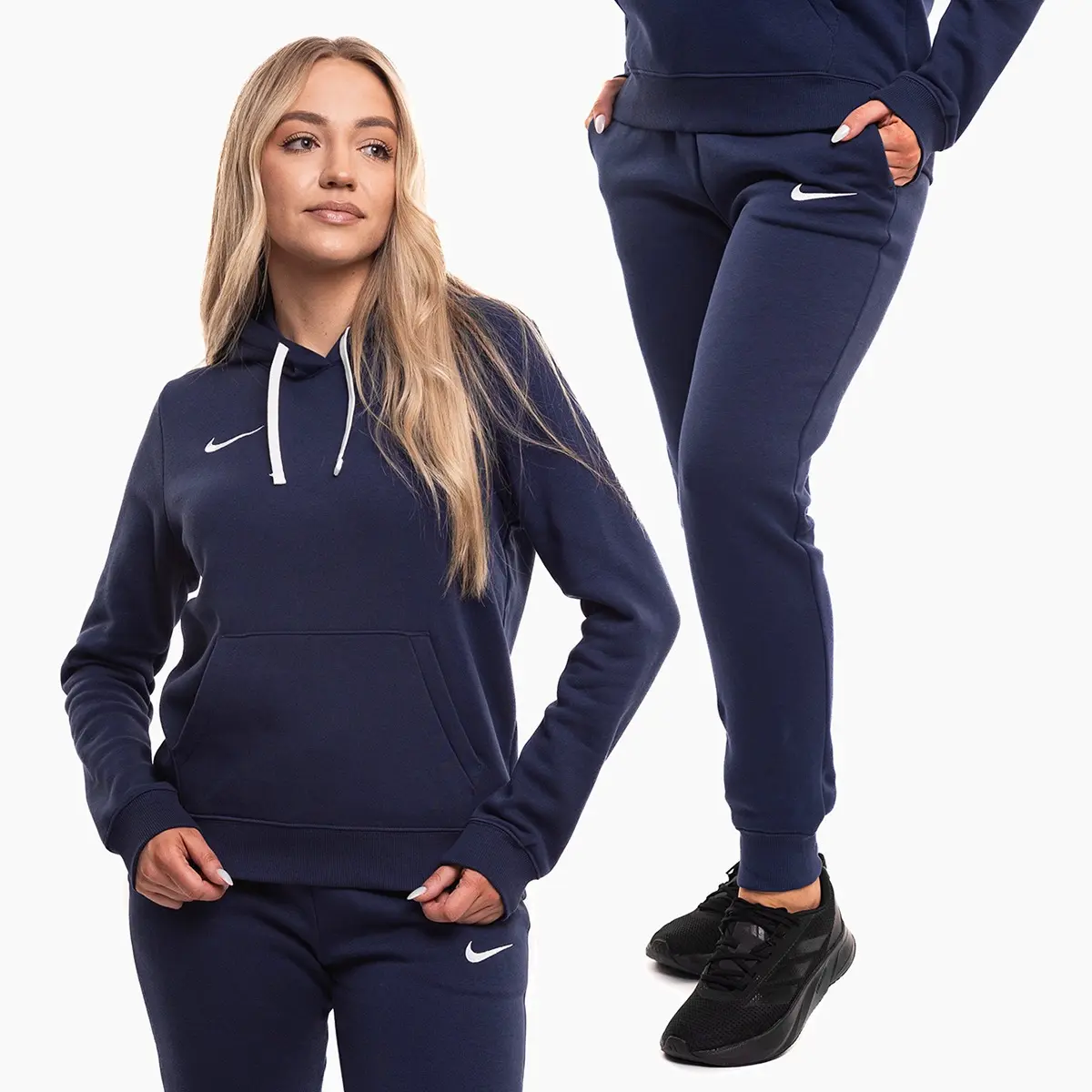 Nike komplet damski Park 26 Fleece Hoodie granatowy bluza z kapturem i spodnie dresowe IB1224 410/IB1250 410