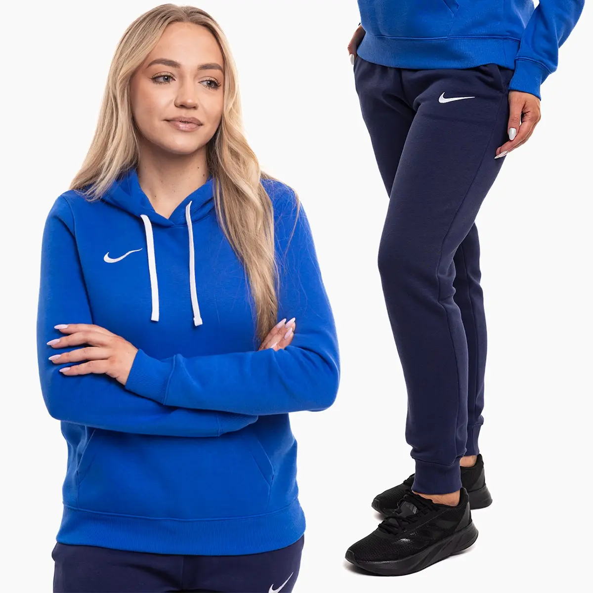 Nike komplet damski Park 26 Fleece Hoodie niebieski bluza z kapturem i spodnie dresowe IB1224 463/IB1250 410