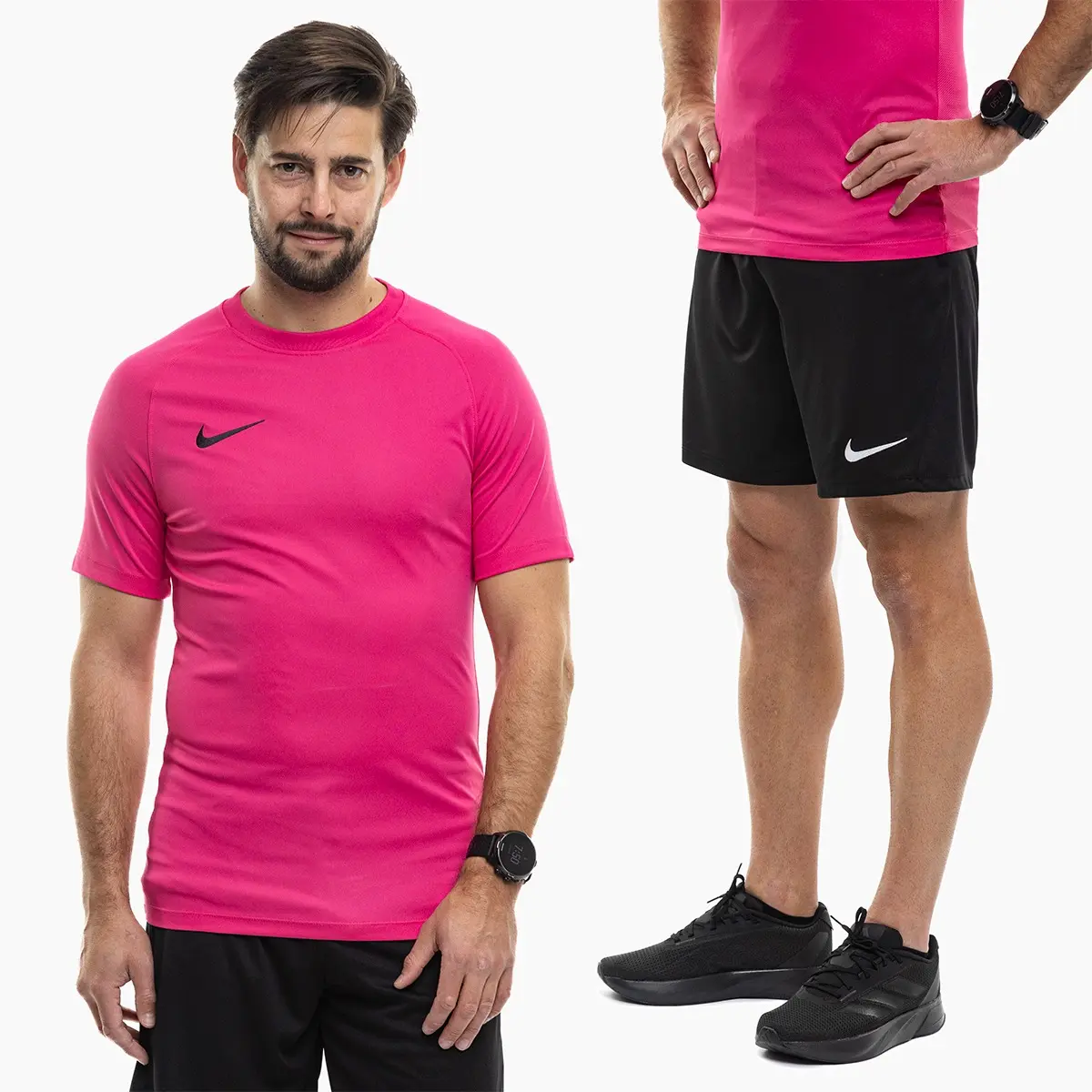 Nike strój sportowy męski Park VIII Jersey różowy koszulka piłkarska i spodenki HV8173 616/BV6855 010