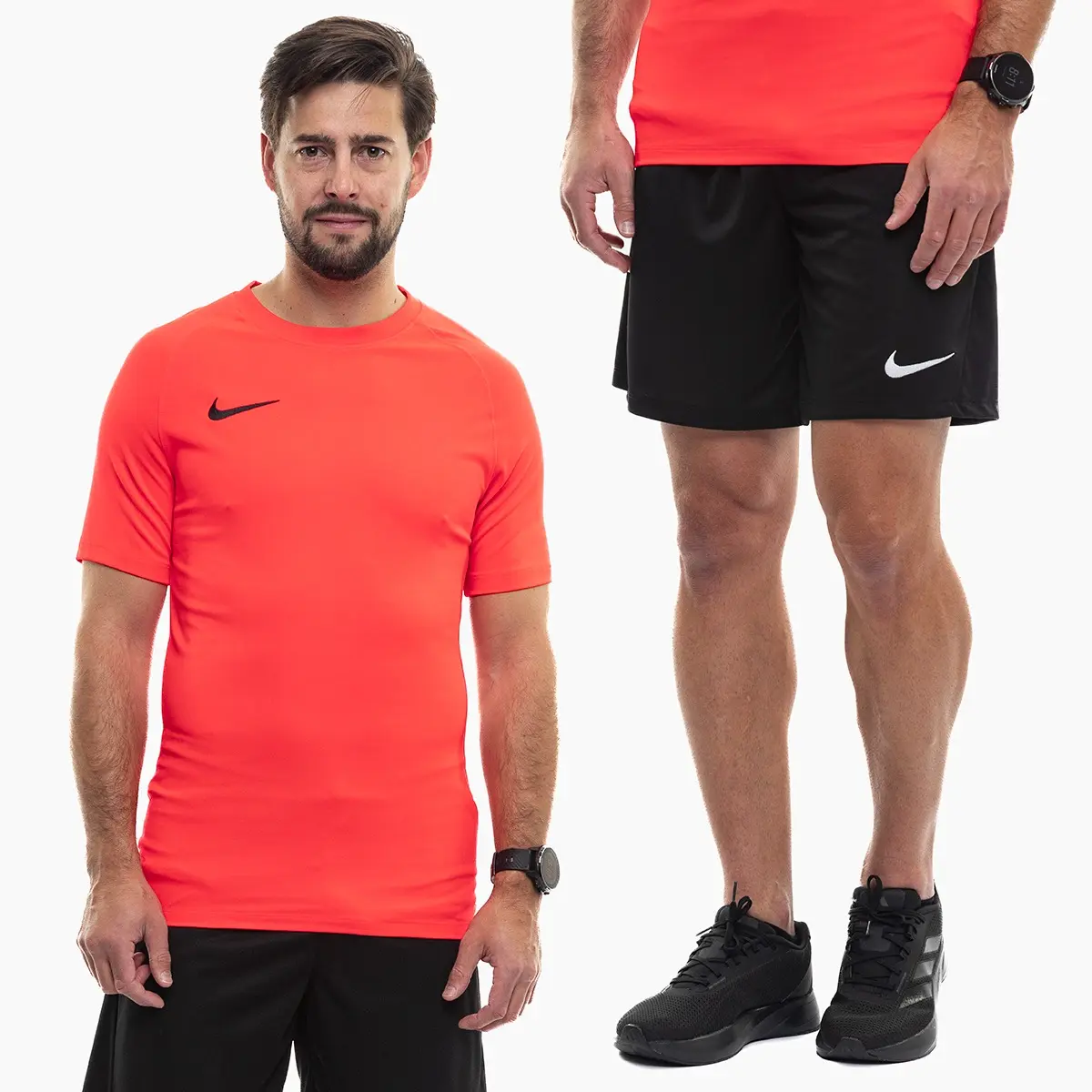 Nike strój sportowy męski Park VIII Jersey czerwony koszulka piłkarska i spodenki HV8173 635/BV6855 010