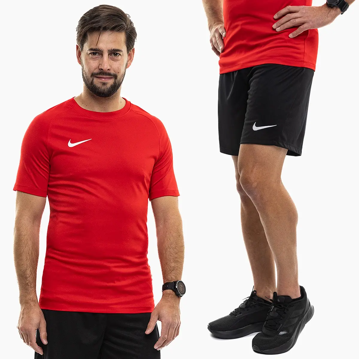 Nike strój sportowy męski Park VIII Jersey czerwony koszulka piłkarska i spodenki HV8173 657/BV6855 010