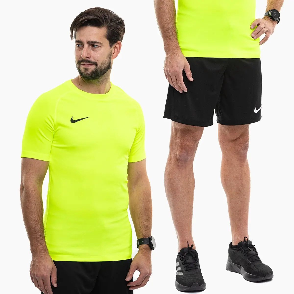 Nike strój sportowy męski Park VIII Jersey limonkowy koszulka piłkarska i spodenki HV8173 702/BV6855 010