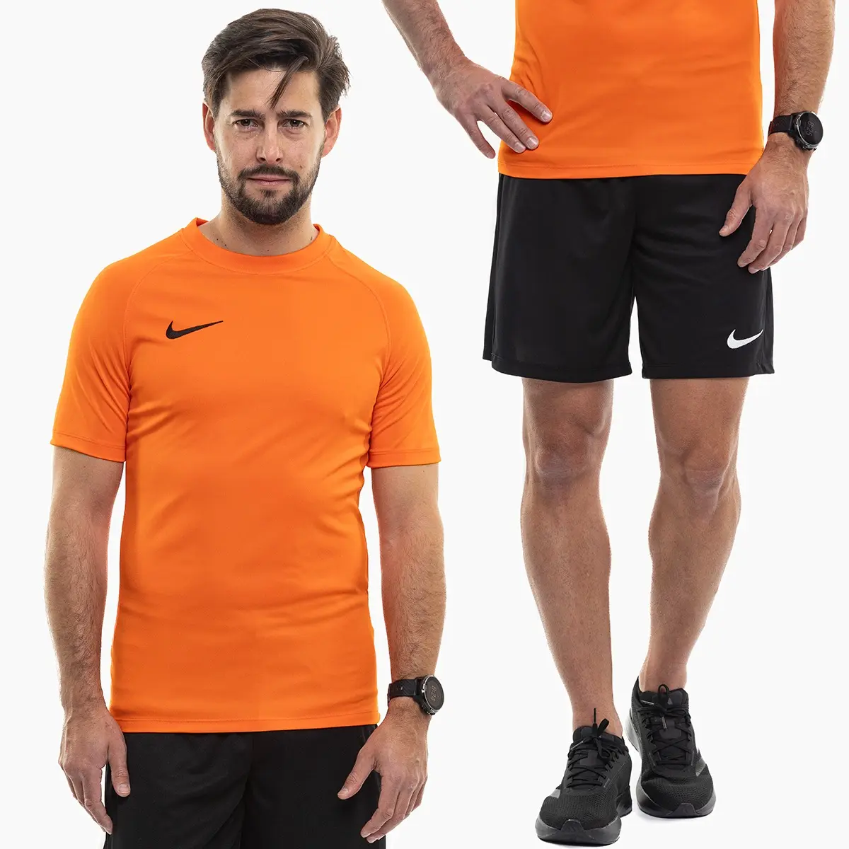 Nike strój sportowy męski Park VIII Jersey pomarańczowy koszulka piłkarska i spodenki HV8173 819/BV6855 010