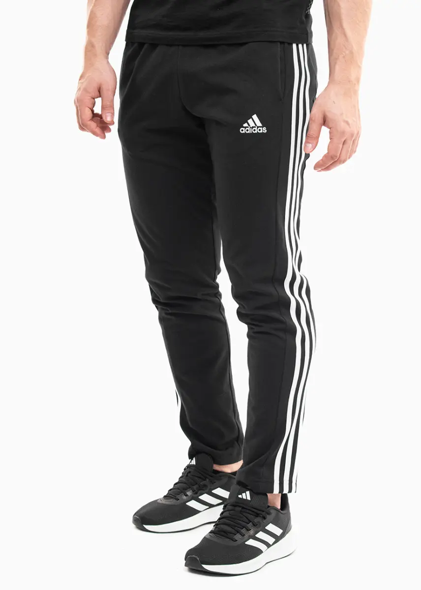 adidas Spodnie męskie Essentials Single Jersey Tapered Open Hem 3-Stripes IC0044 EUR M OUTLET